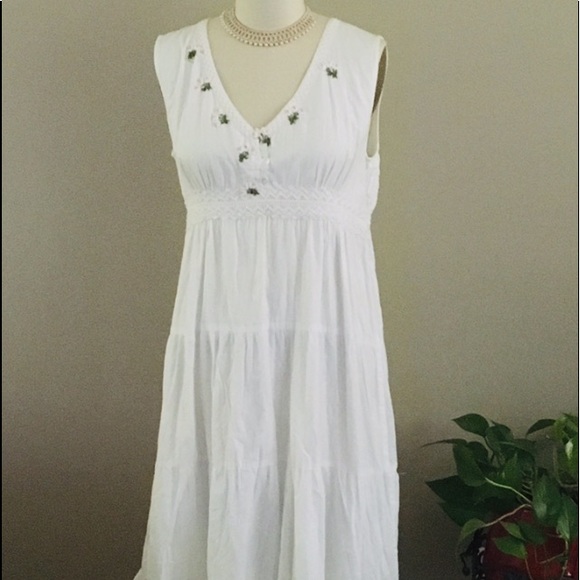 white cotton tiered dress